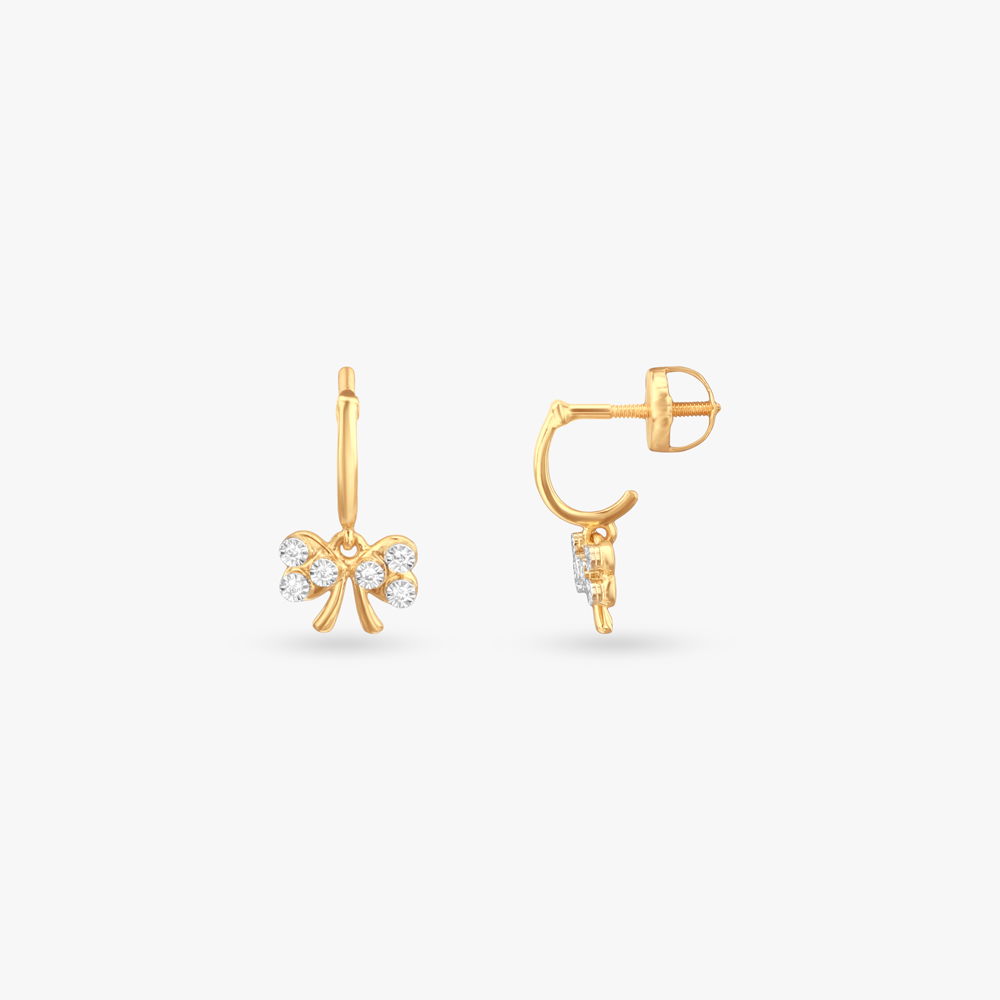 Bow Spark Diamond Hoop Earrings for Kids,,hi-res image number null
