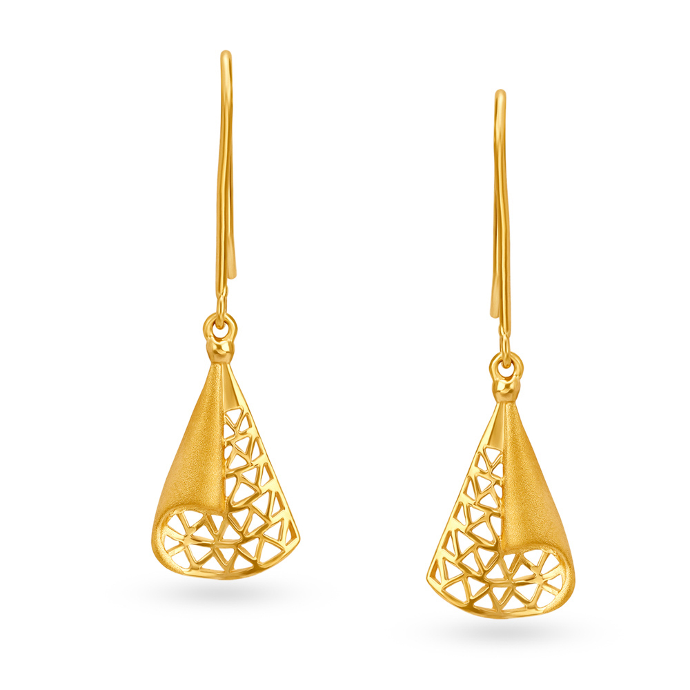 Urbane Yellow Gold Triangular Pendant and Earrings Set,,hi-res image number null