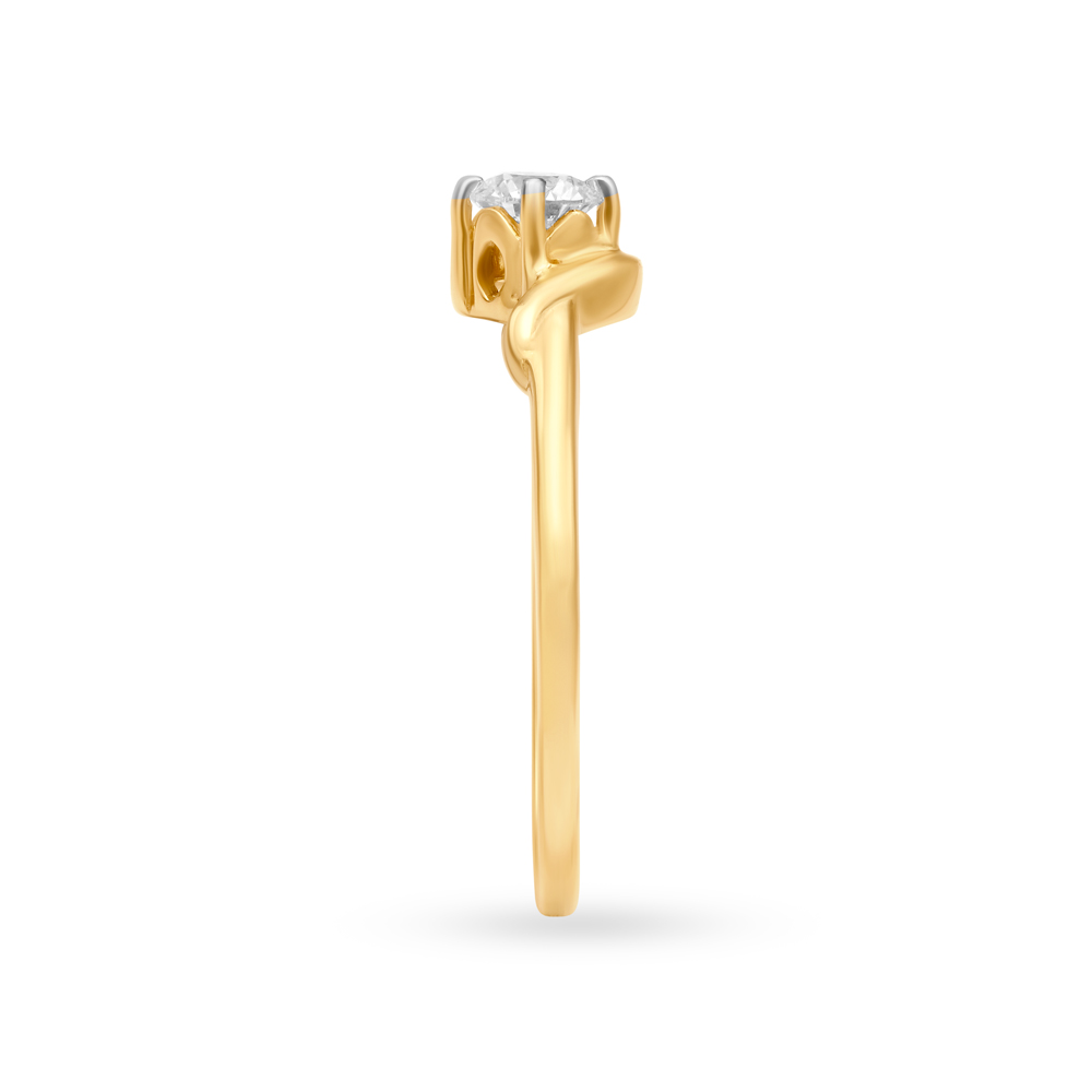 Timeless 18 Karat Yellow Gold And Diamond Wavy Finger Ring,,hi-res image number null
