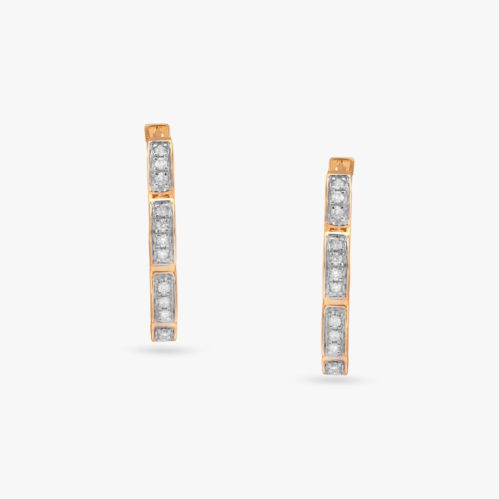 Scallop Square Diamond Hoop Earrings,,hi-res image number null