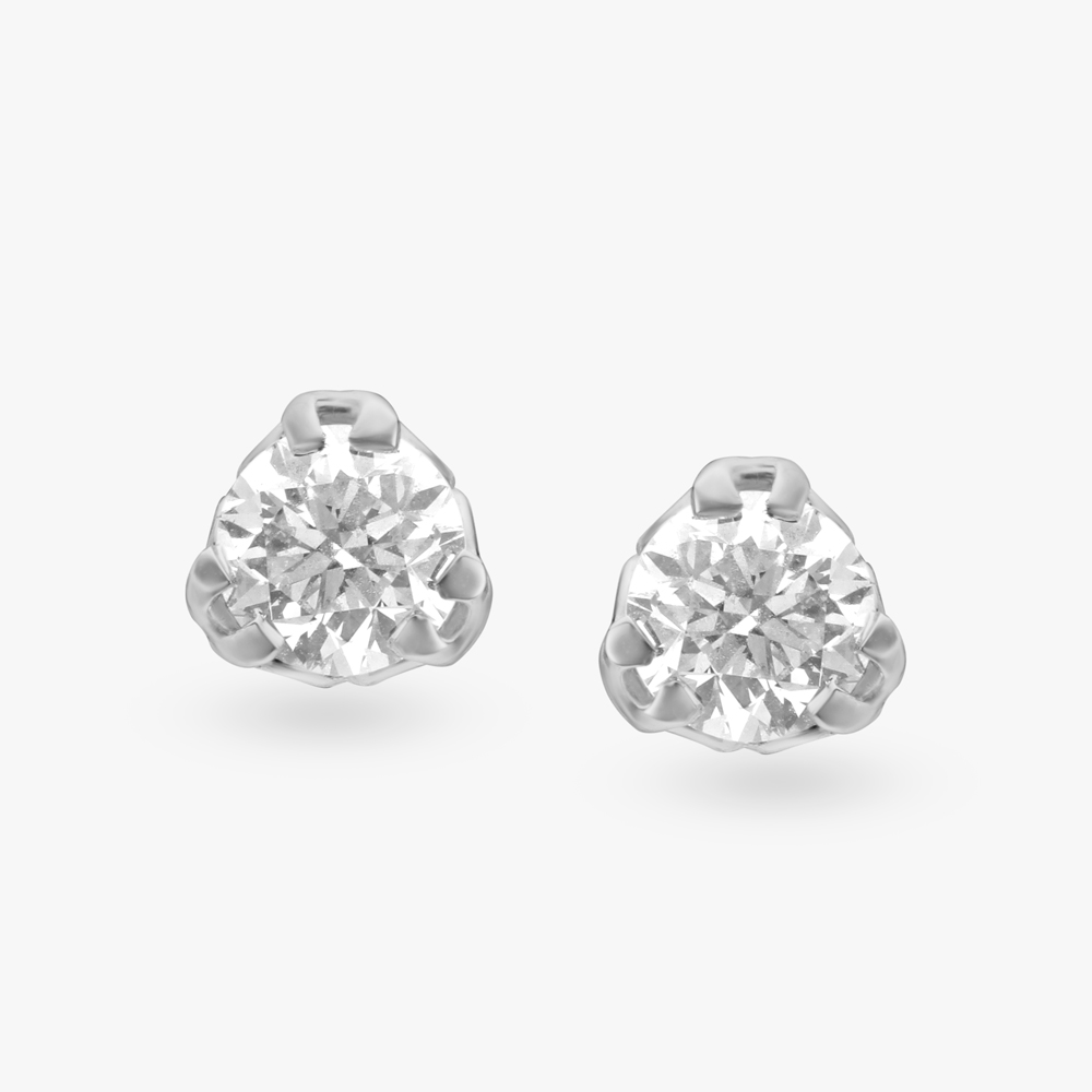Golden Elegance Square Solitaire Stud Earrings