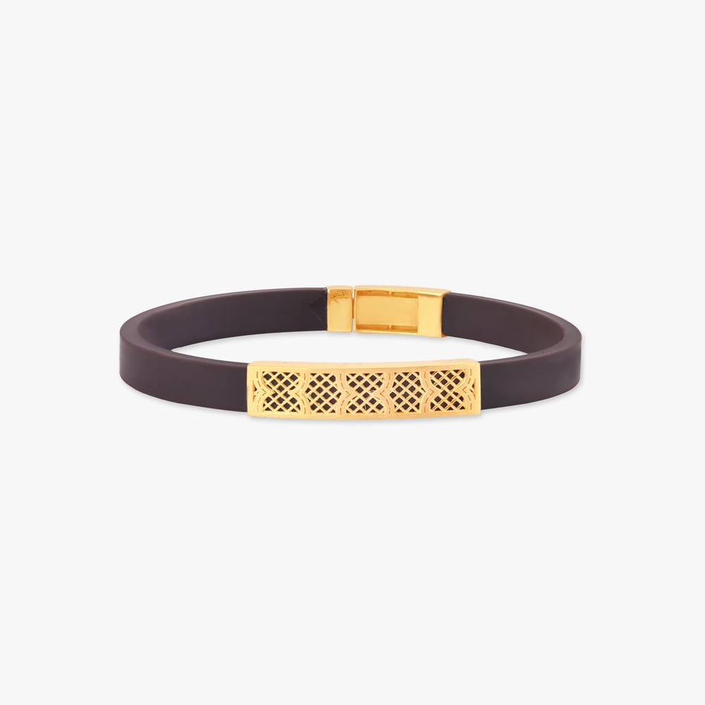 

Geometric Grid Gold Bracelet For Men