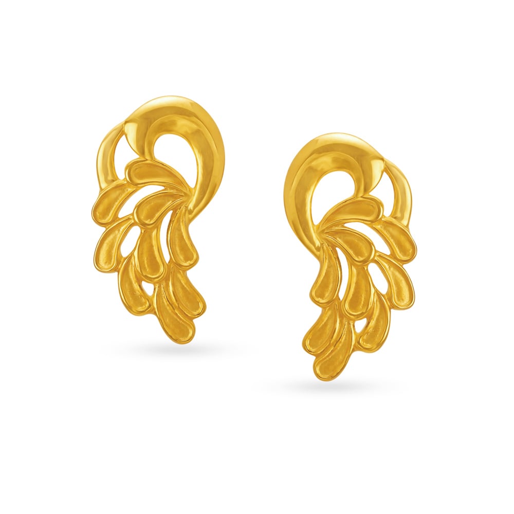 Festive Fancy Peacock Gold Stud Earrings