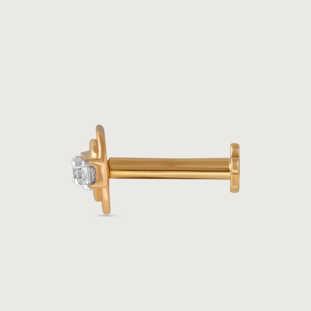 Cosmic Loop Gold and Diamond Nose Pin,,hi-res image number null