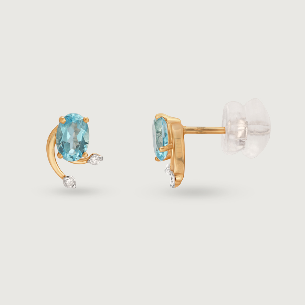 Ethereal Azure 14KT Gold & Blue Topaz Stud Earrings,,hi-res image number null