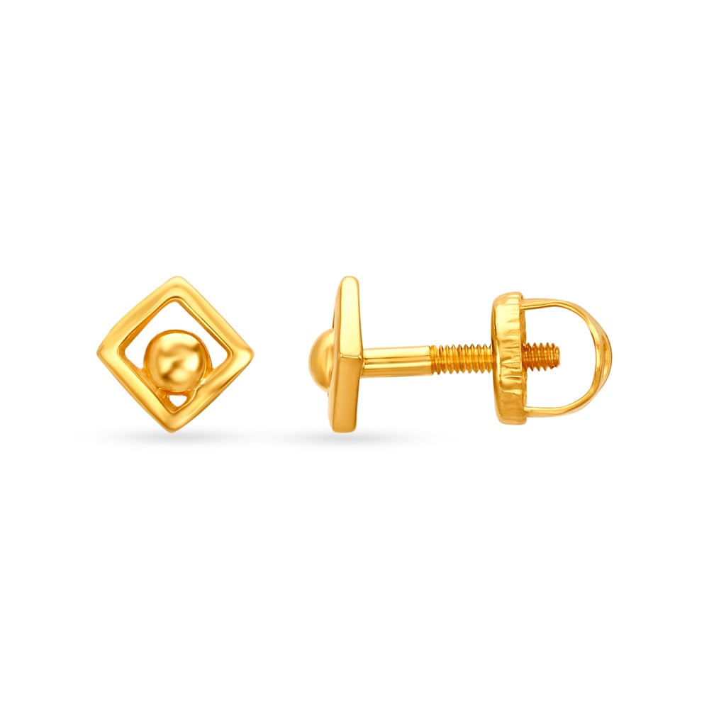 Chic Rhombic Gold Stud Earrings for Kids,,hi-res image number null