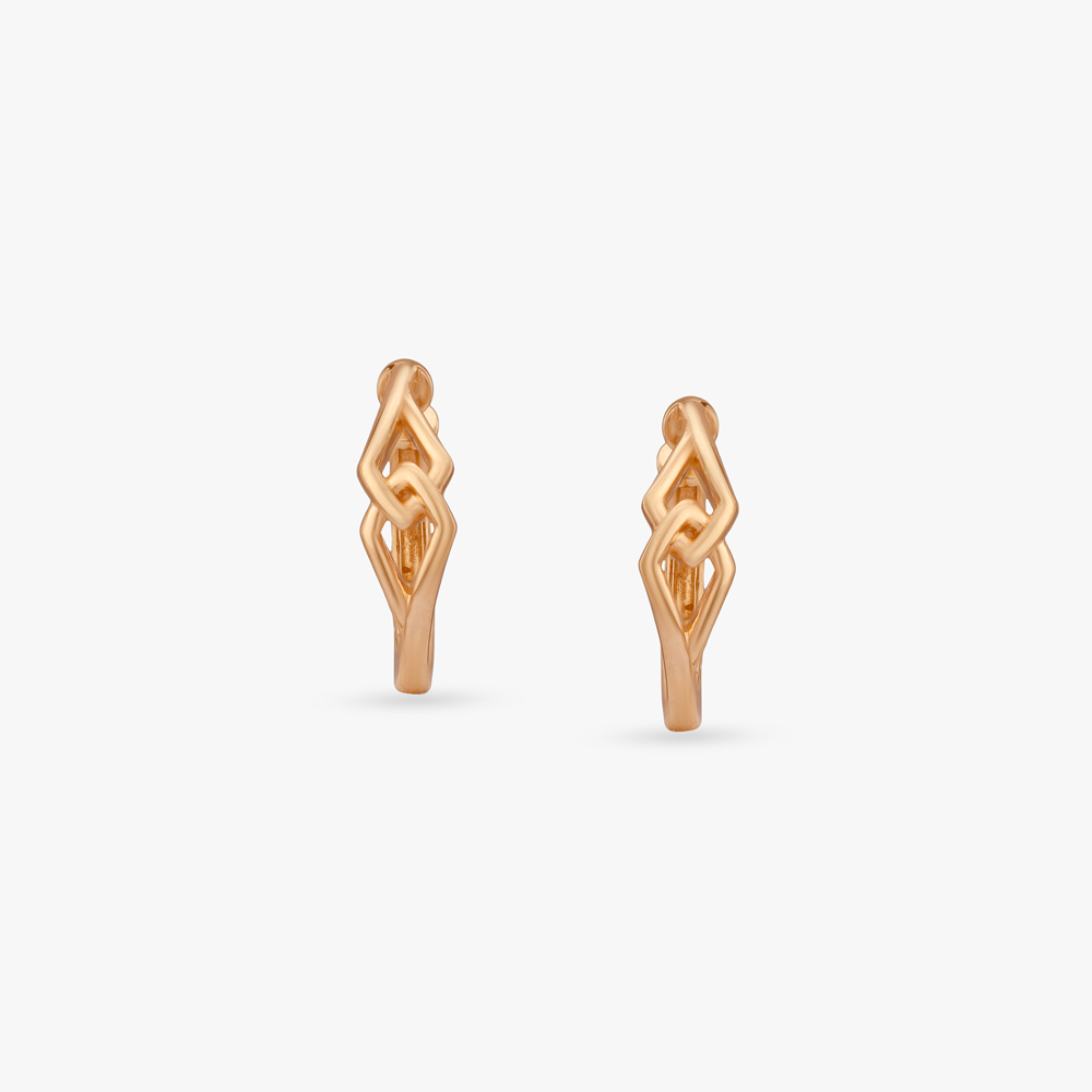 Sleek Interwoven Gold Hoop Earrings,,hi-res image number null