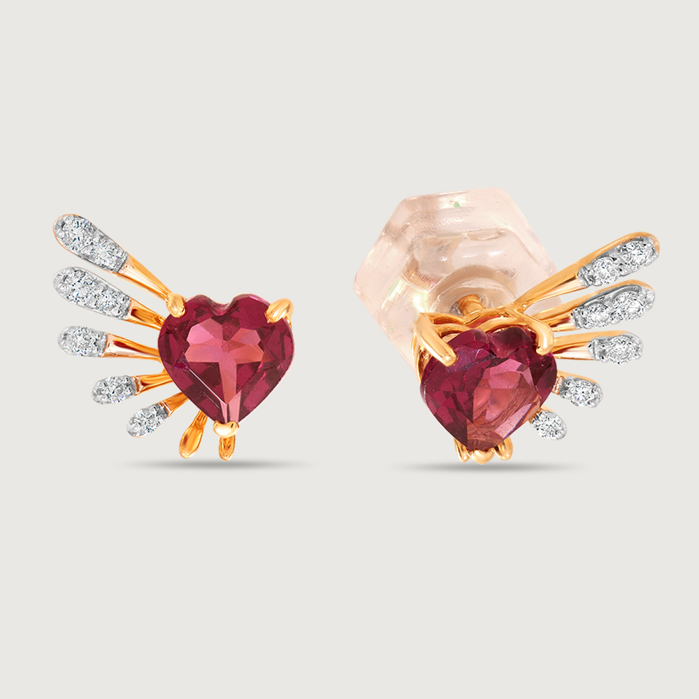 Cupid Edit 14KT Gold Diamond & Pink Garnet Stud Earrings,,hi-res image number null