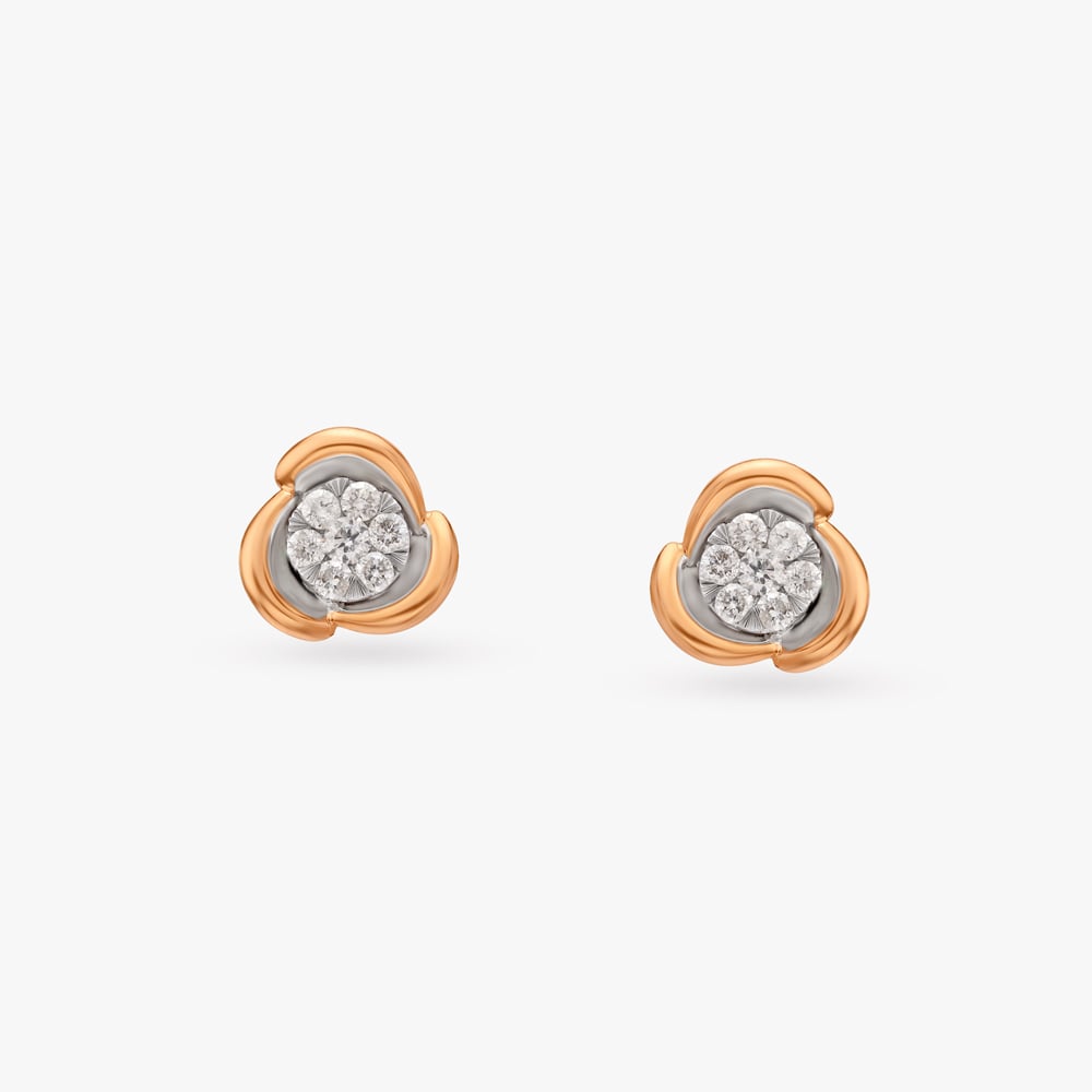 Shimmering Floral Diamond Stud Earrings,,hi-res image number null