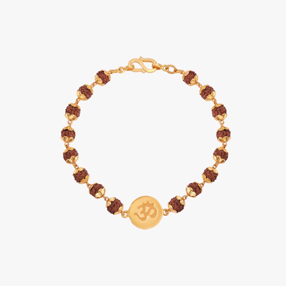 Om Rudraksha Gold Bracelet for Men,,hi-res image number null