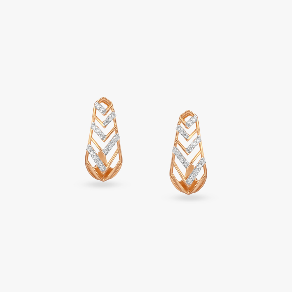 Chevron Radiance Diamond Hoop Earrings,,hi-res image number null