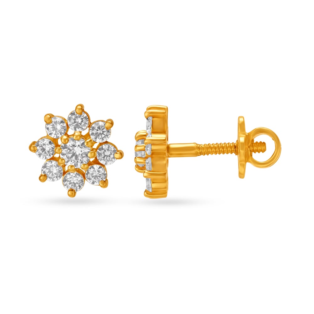 Stunning Flower Gold Stud Earrings,,hi-res image number null