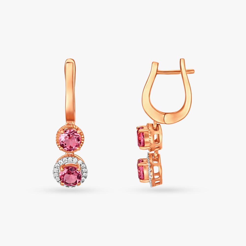 Cherry Cascade Diamond Hoop Earrings,,hi-res image number null