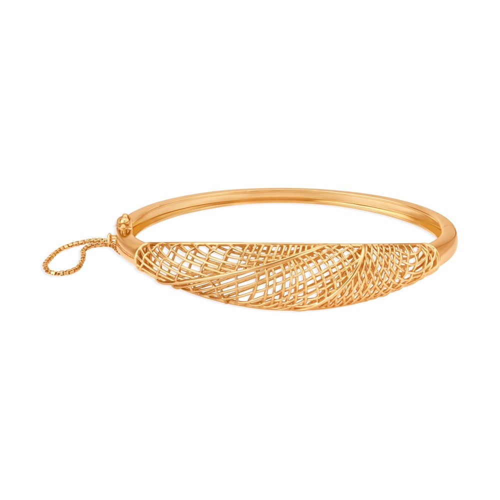 Delicate 22 Karat Yellow Gold Flower Bangle