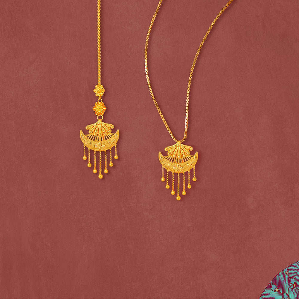 Plume Drape Gold Maang Tikka,,hi-res image number null