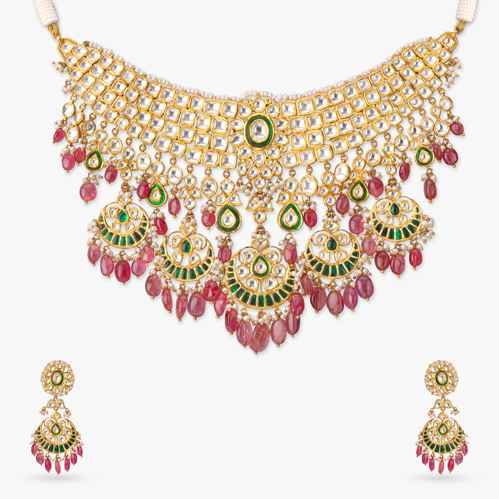 Necklace Set with Kundan-Style Stones,,hi-res image number null