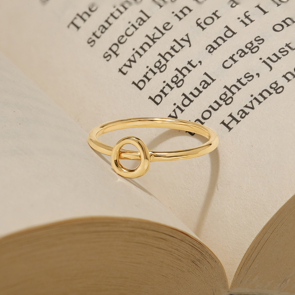 Letter O 14KT Yellow Gold Initial Ring,,hi-res image number null