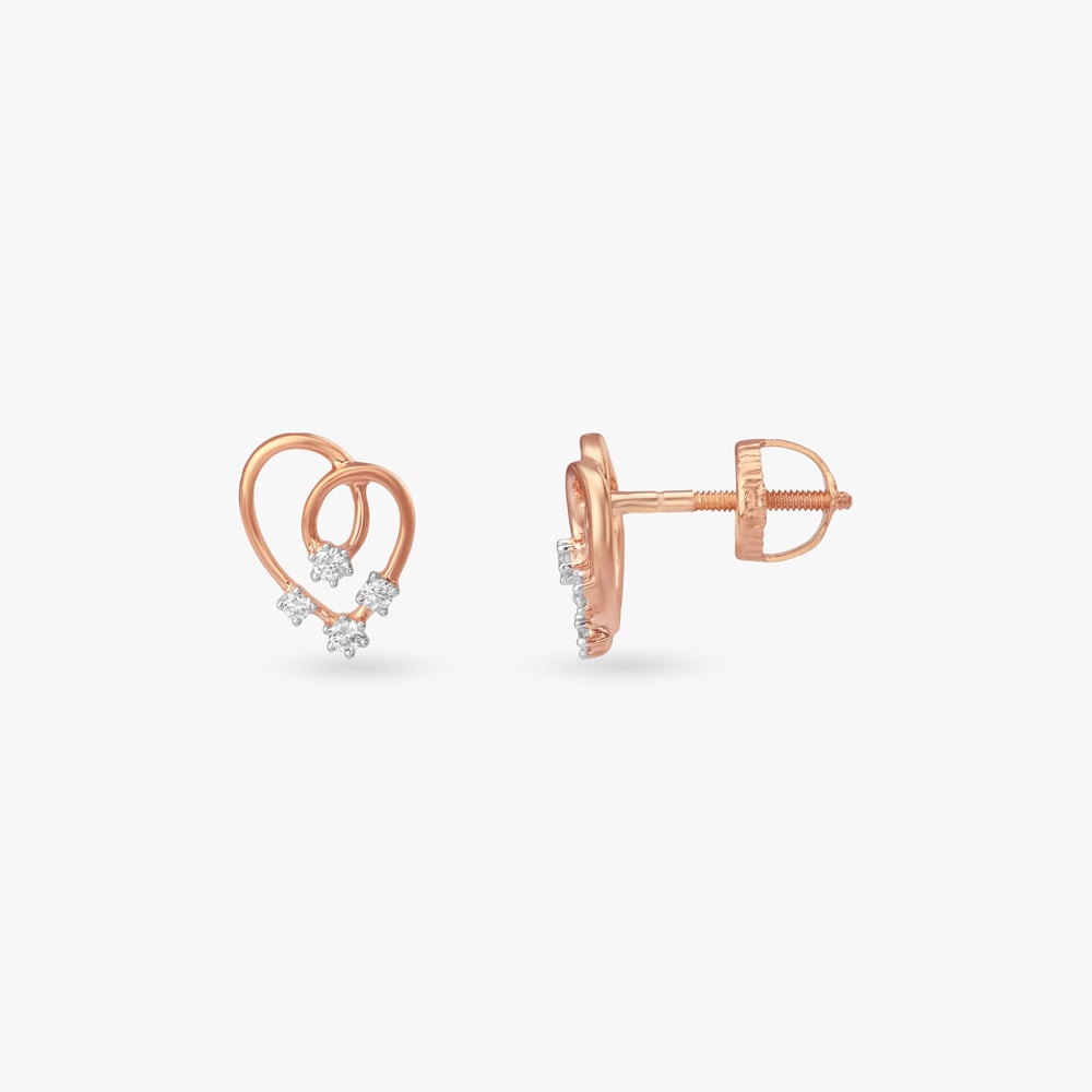 Twin Loop Diamond Stud Earrings,,hi-res image number null