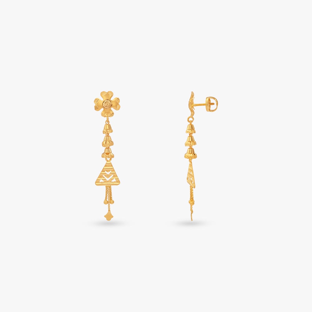 

Geometric Tassel Gold Drop Earrings
