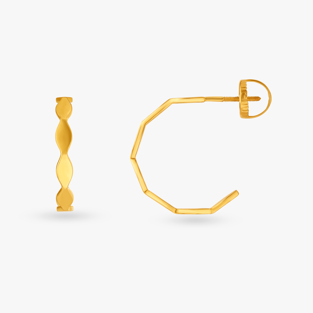 Geometric Gold Demi Hoop Earrings,,hi-res image number null