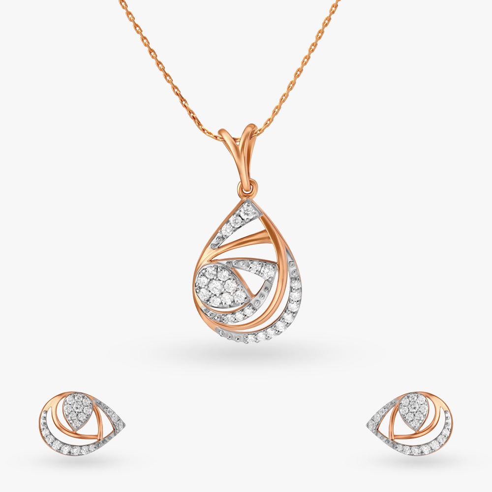 Ethereal Teardrop Diamond Pendant and Earrings Set,,hi-res image number null