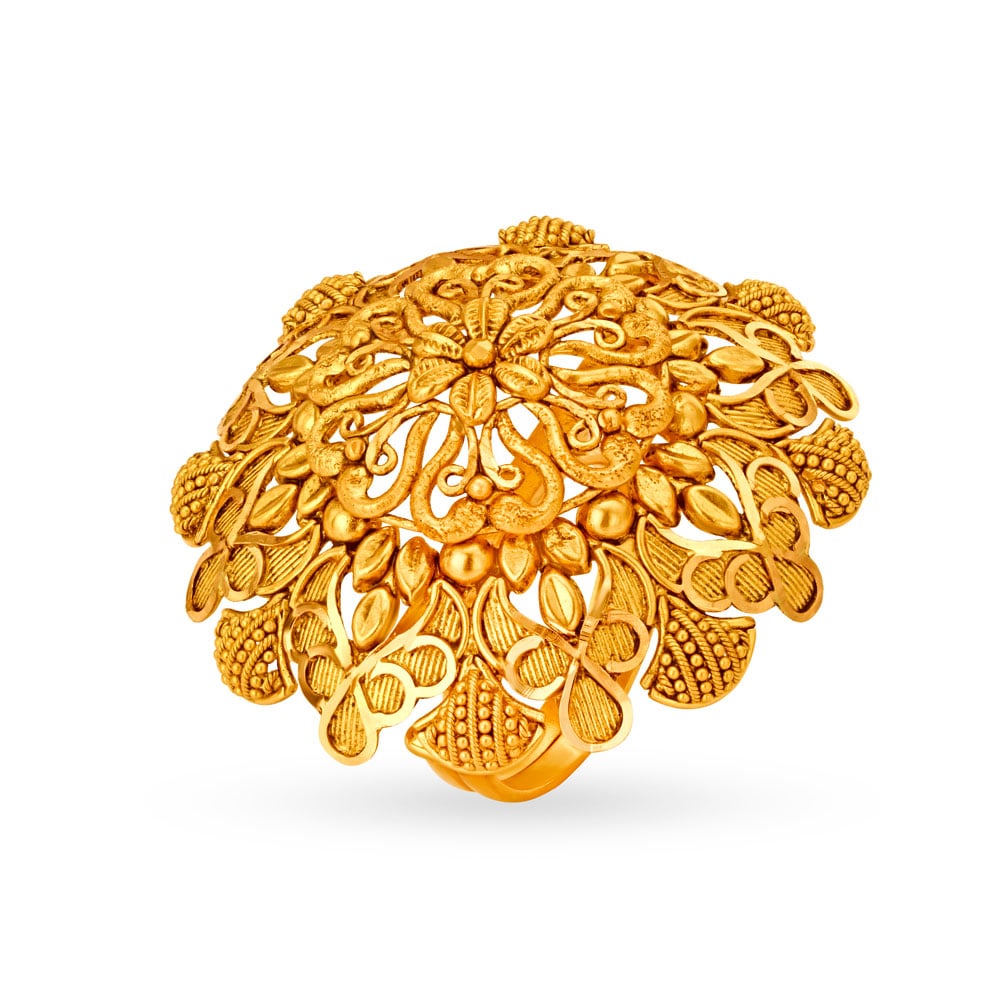 Lavish 22 Karat Yellow Gold Floral Statement Ring