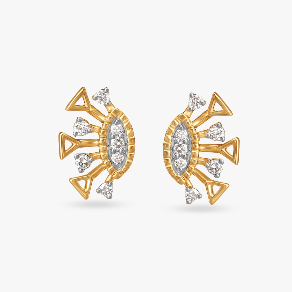 Golden Gleam Sunburst Diamond Stud Earrings,,hi-res image number null