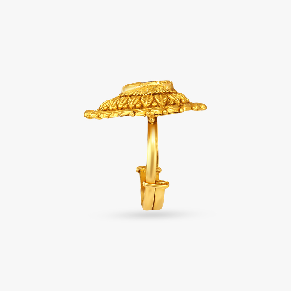 Leaf Halo Gold Finger Ring,,hi-res image number null