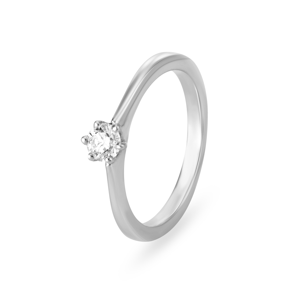 Minimalist 18 Karat White Gold And Diamond Finger Ring