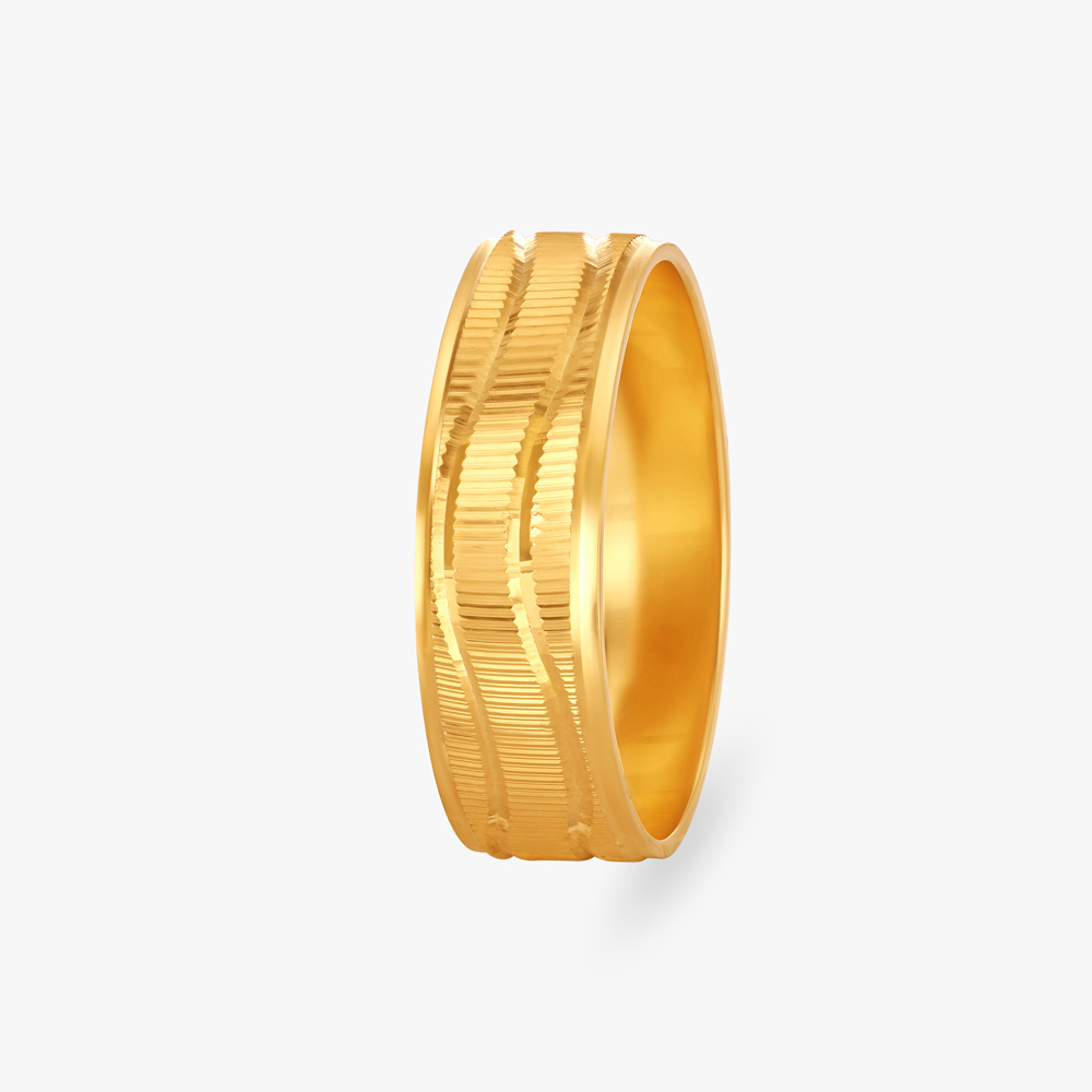 Grooved Men's Gold Finger Ring,,hi-res image number null