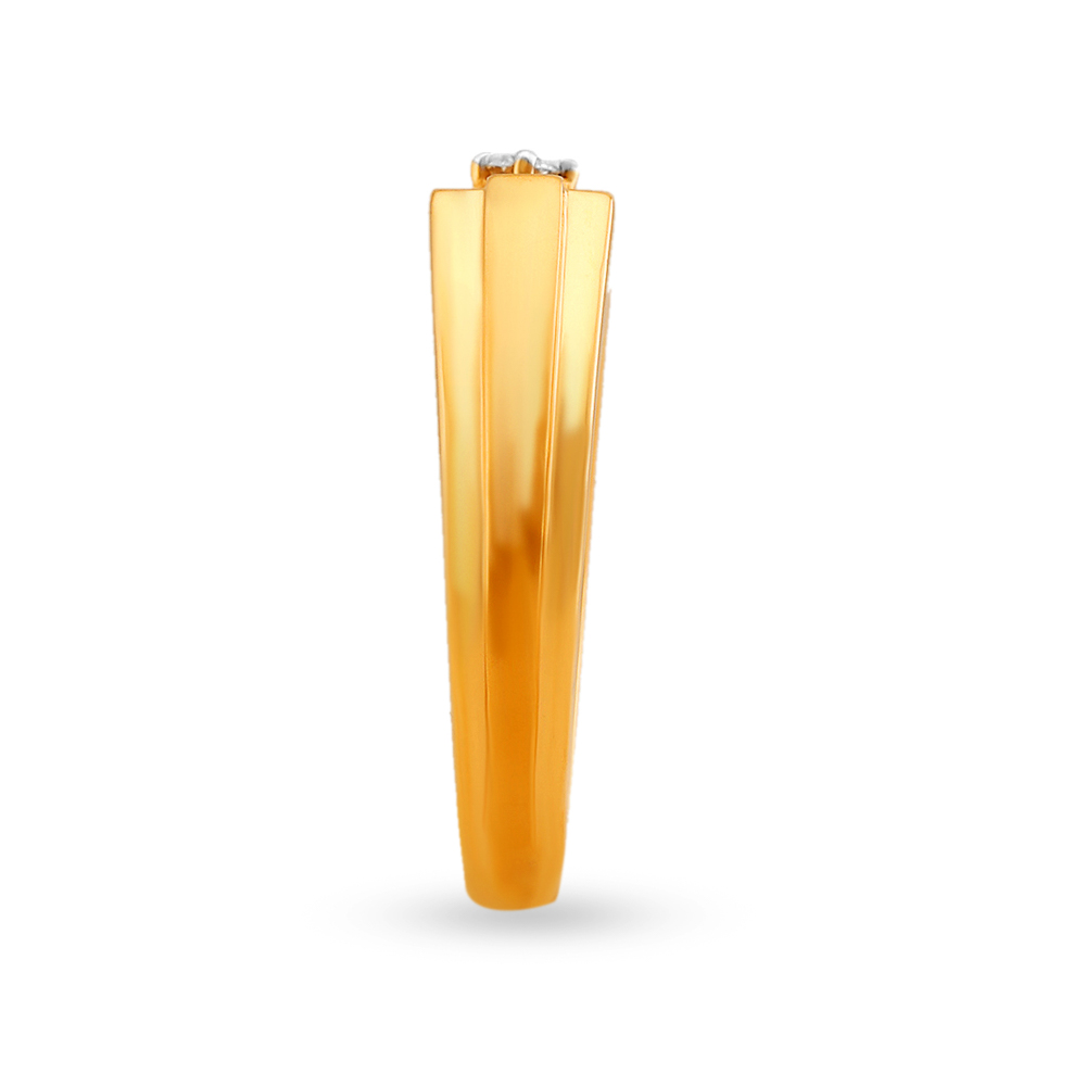 Regal 18 Karat Yellow Gold And Diamond Angled Finger Ring,,hi-res image number null