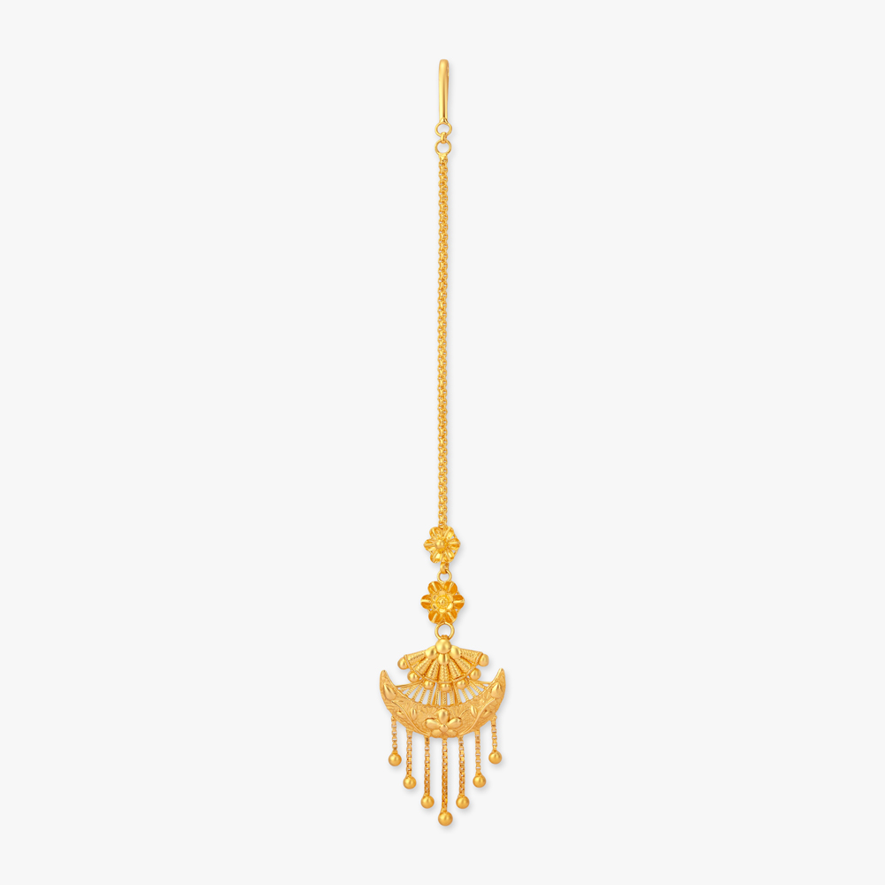 Plume Drape Gold Maang Tikka,,hi-res image number null