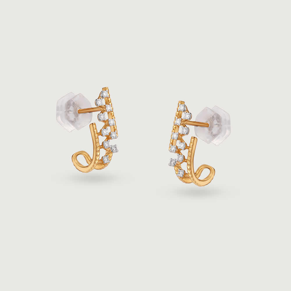 Lattice Cascade Gold & Diamond Stud Earrings,,hi-res image number null