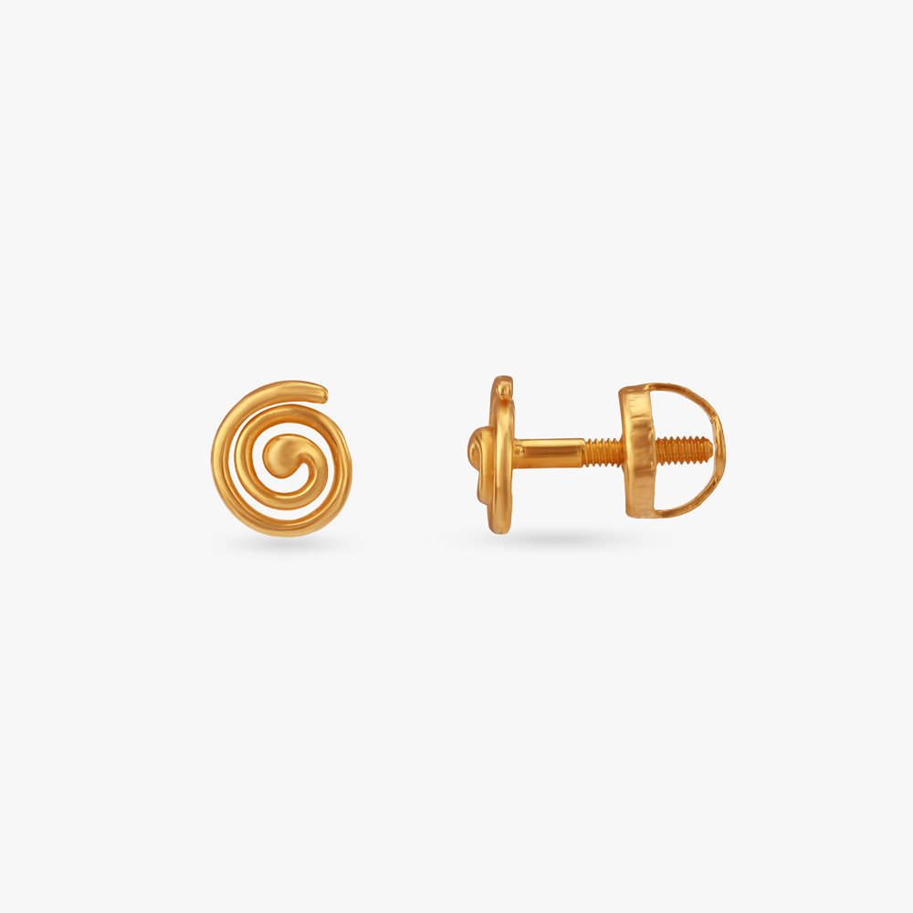 Spiral Swirl Gold Stud Earrings for Kids,,hi-res image number null