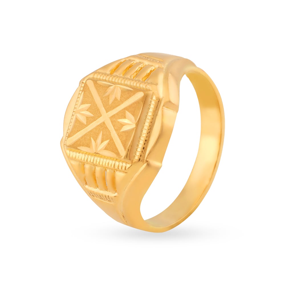 Stately 22 Karat Yellow Gold Floral Ring,,hi-res image number null