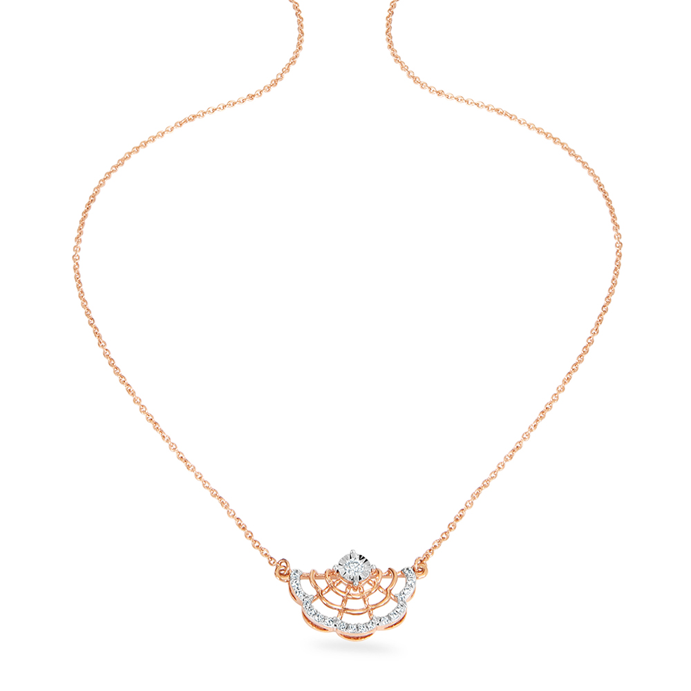 14KT Rose Gold Resplendent Flower Diamond Pendant With Chain,,hi-res image number null