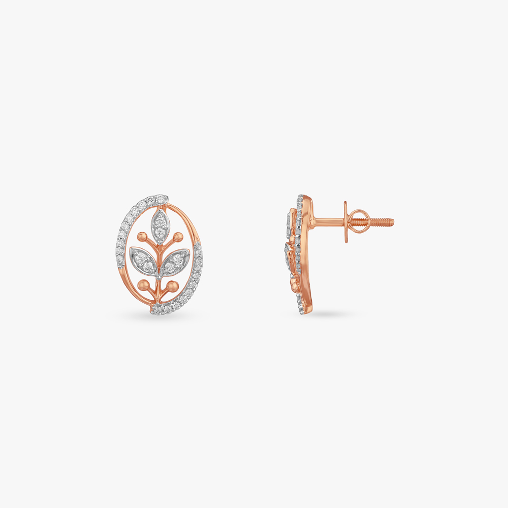 Oval Garden Diamond Stud Earrings,,hi-res image number null