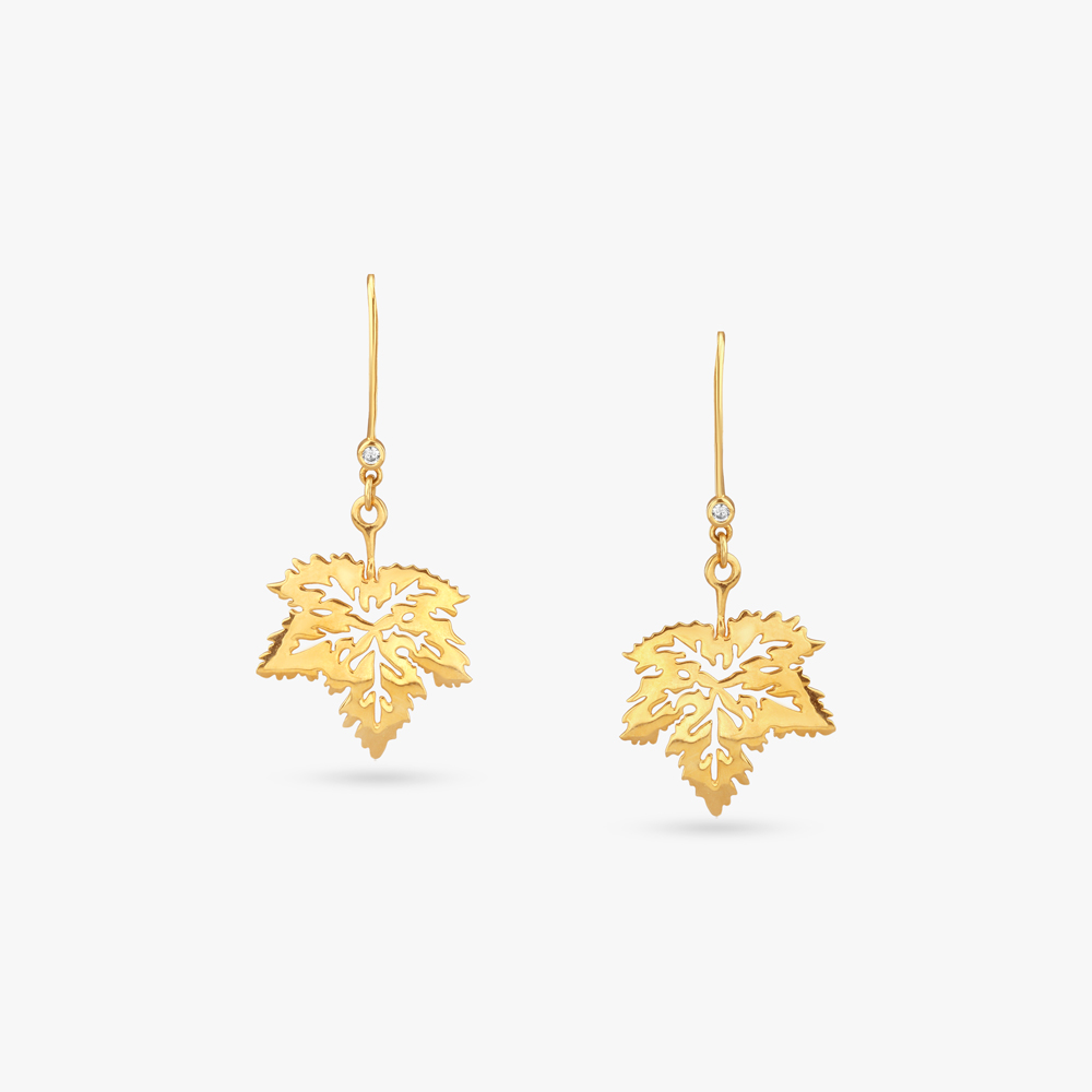 Radiant Leaf Gold Hoop Earrings,,hi-res image number null
