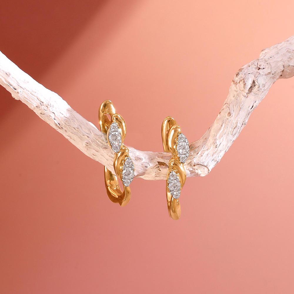 Soft Geometry Diamond Hoop Earrings,,hi-res image number null