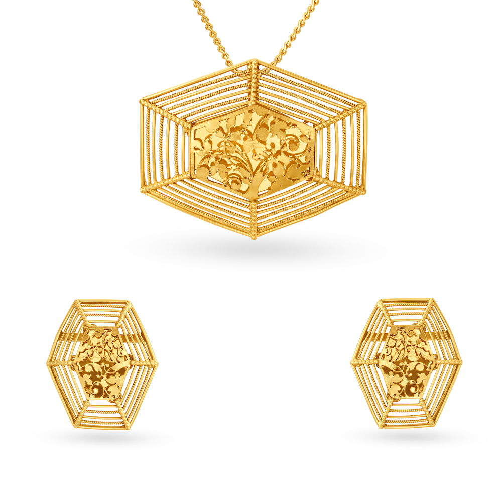 Beautiful Artistic Pendant and Earrings Set,,hi-res image number null