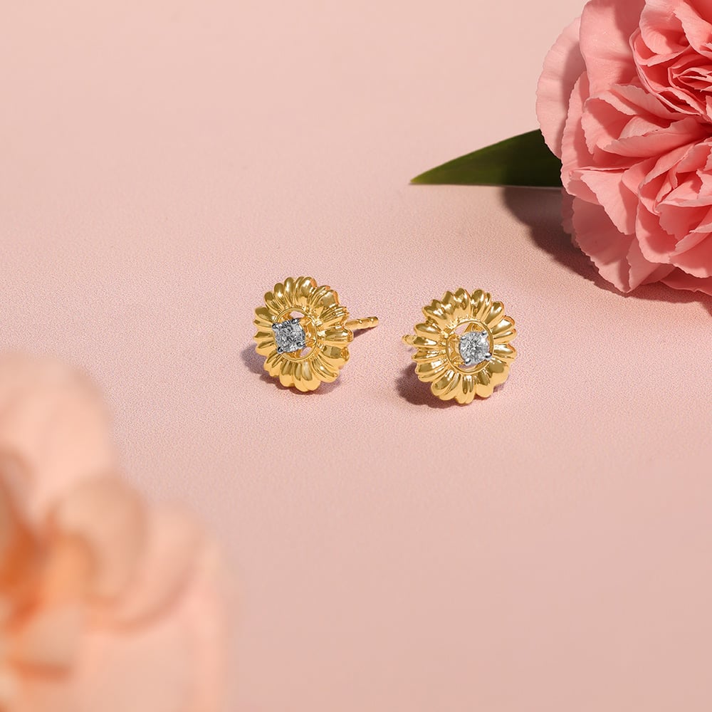 Daisy Blossom Diamond Stud Earrings,,hi-res image number null
