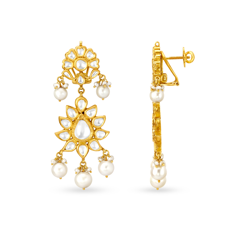 Wondrous Floral Gold Necklace Set,,hi-res image number null