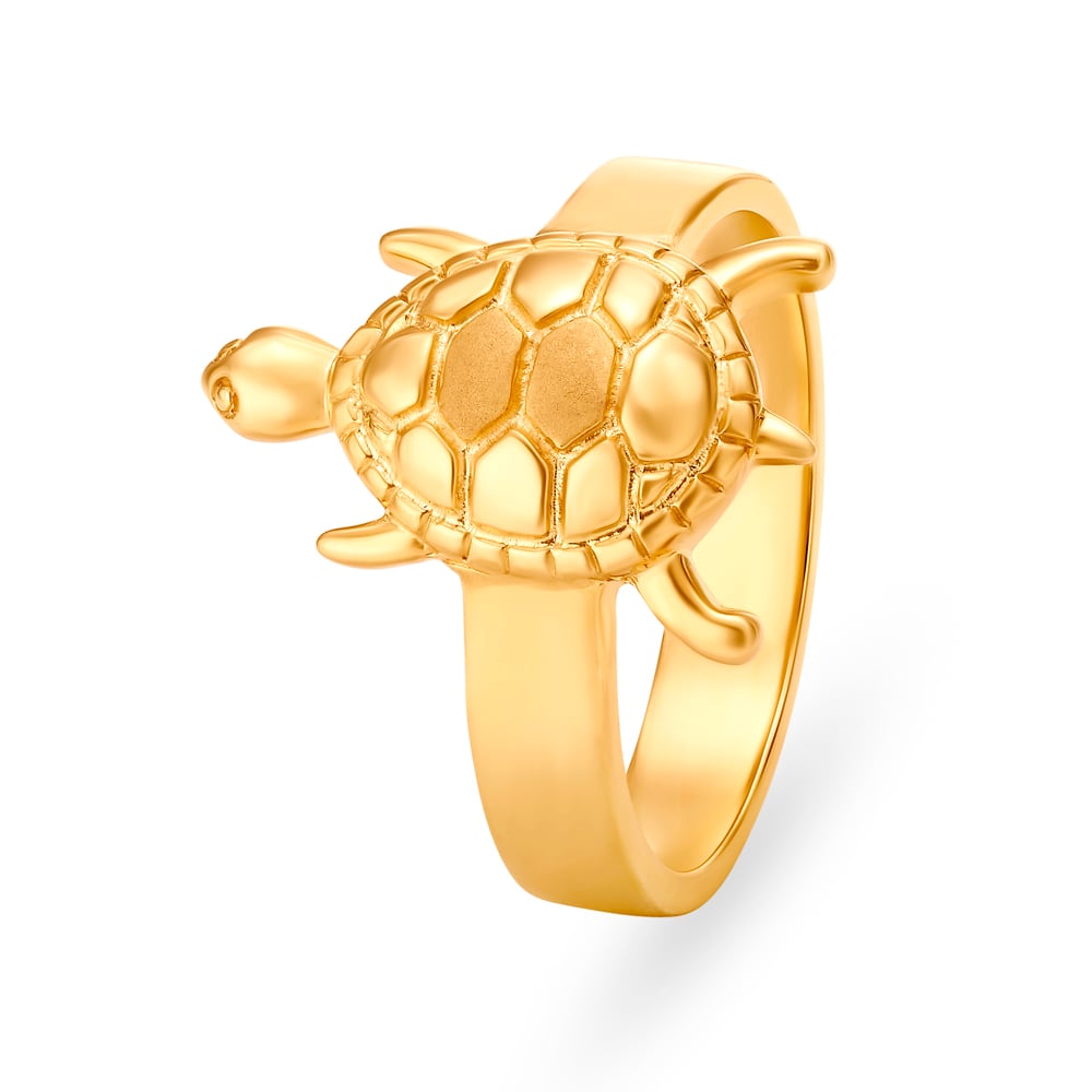 Charming 22 Karat Yellow Gold Turtle Finger Ring