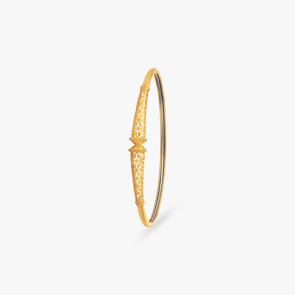 Lattice Crest Gold Bangle,,hi-res image number null