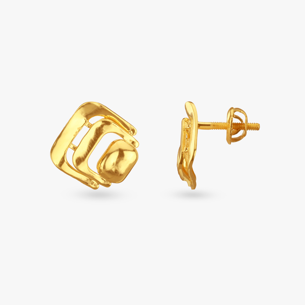 Sculptural Links Gold Stud Earrings,,hi-res image number null