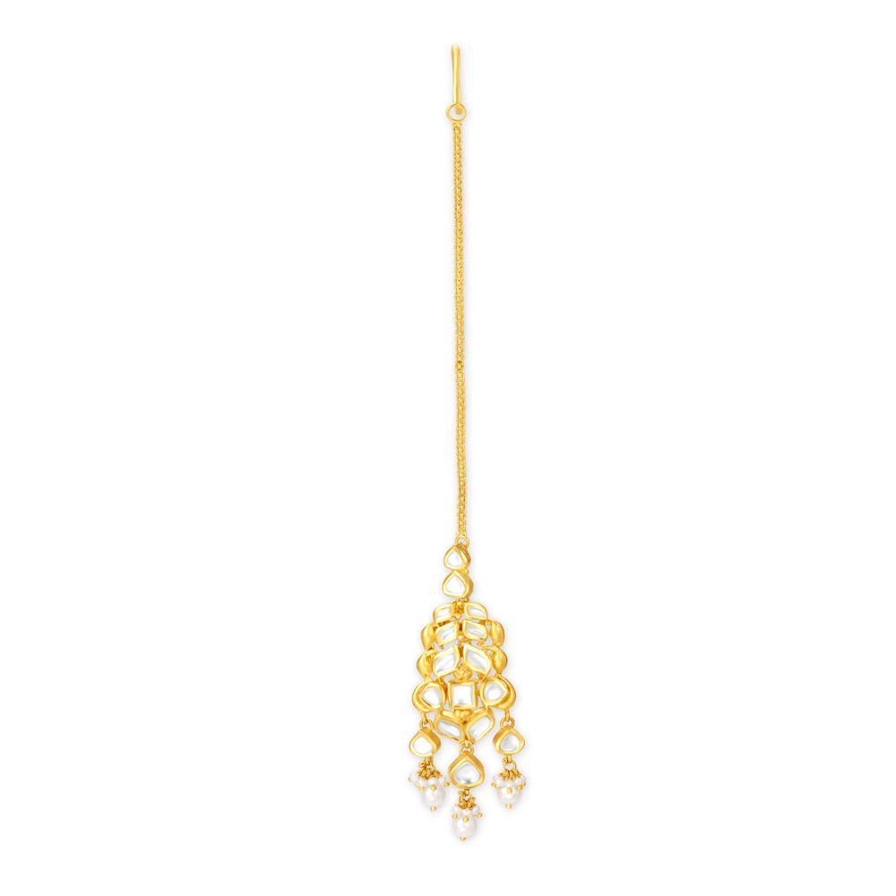 Chandelier Style Gold Necklace Set with Maang Tikka,,hi-res image number null