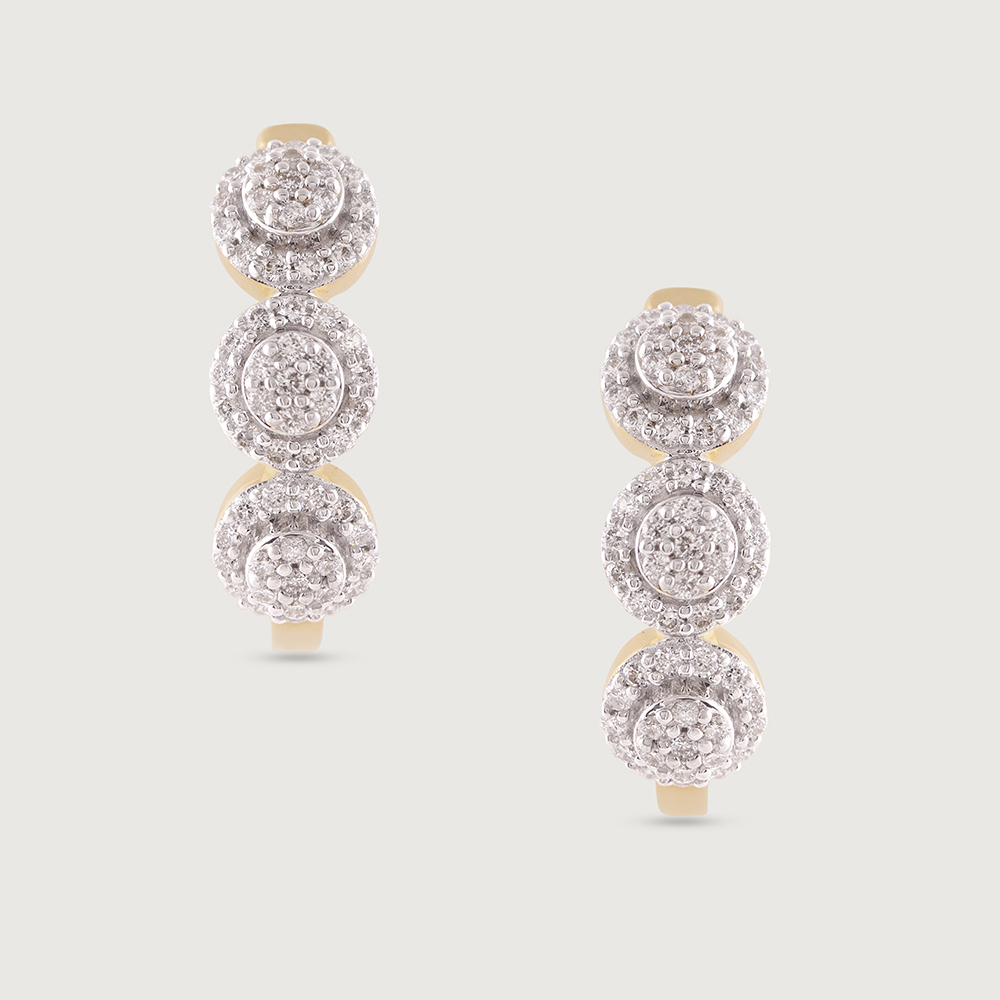 Leafy Luxe Gold & Diamond Hoop Earrings,,hi-res image number null