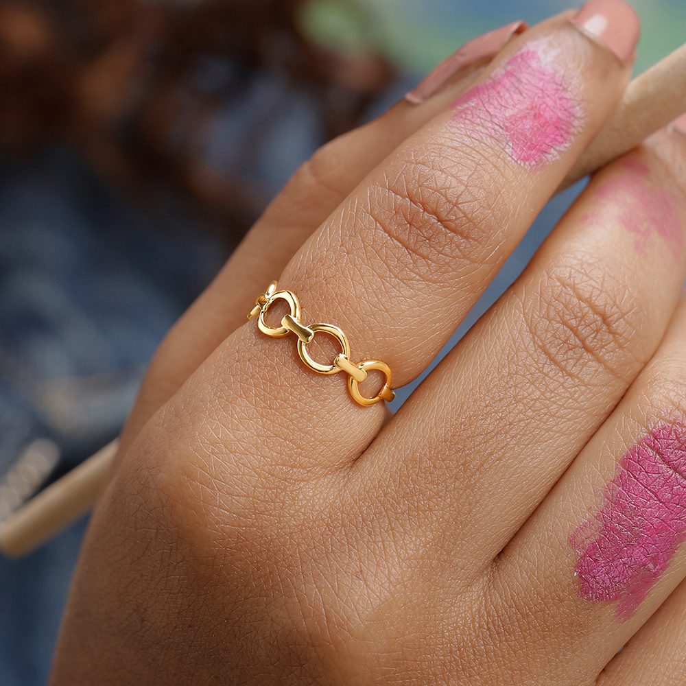 Edgy Loop Gold Ring,,hi-res image number null