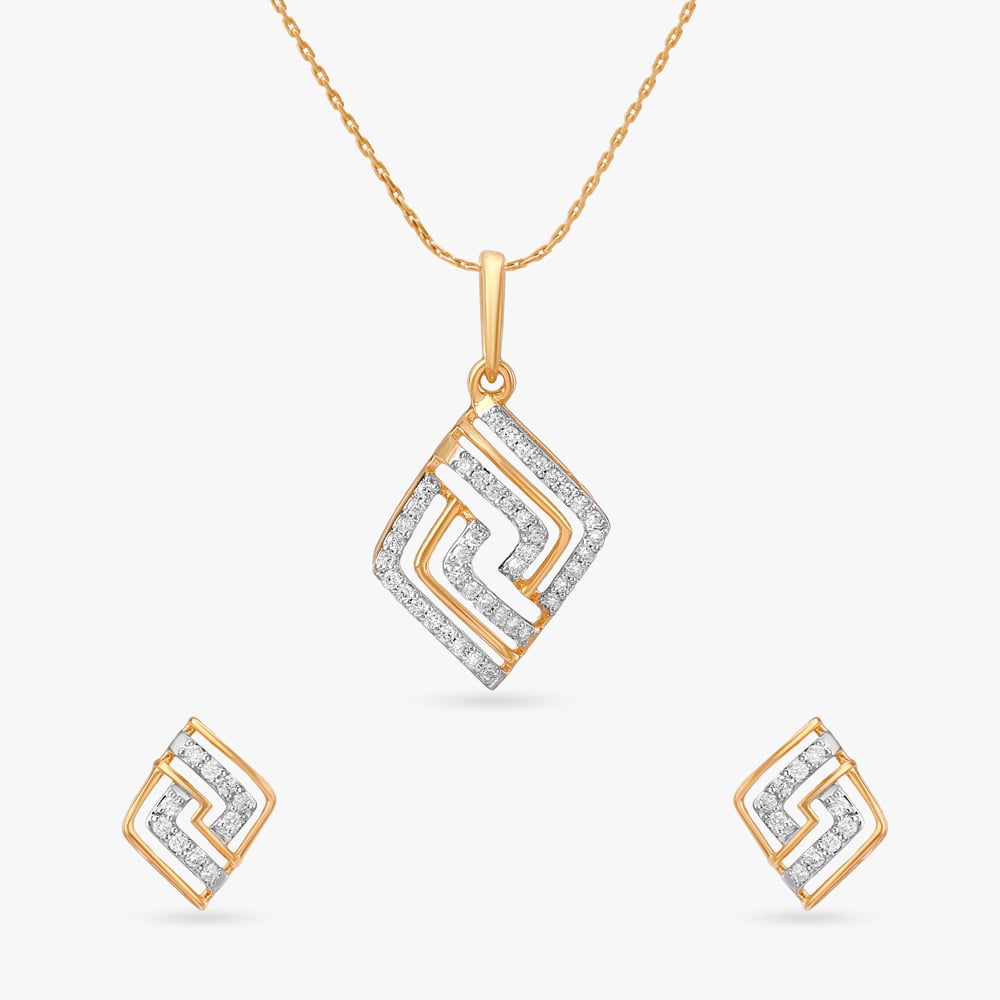 Deco Dreamlines Diamond Pendant and Earrings Set,,hi-res image number null