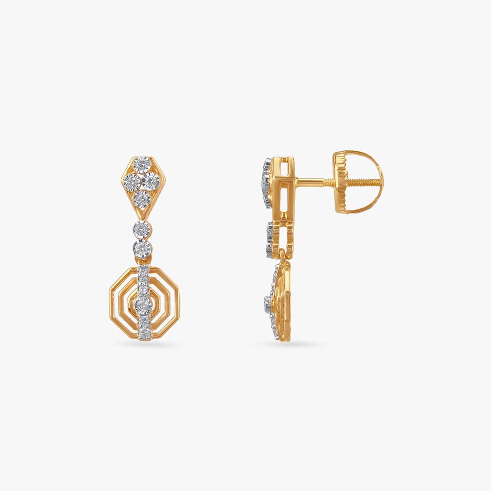 Deco Orbit Diamond Drop Earrings,,hi-res image number null